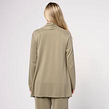 WynneLayers Sueded Jersey Open Front Draped Cardigan