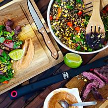 Yukon Glory Premium Acacia Steak Board with Juice Groove, Steak Knife