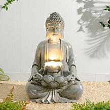 Zen-Style Meditative Buddha Fountain 28.25" H