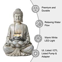 Zen-Style Meditative Buddha Fountain 28.25" H