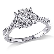 0.5ctw  White Diamond 10K White Gold Halo Ring