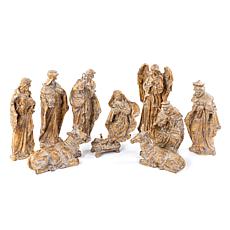10-piece Bronze Resin Nativity Figurine Set