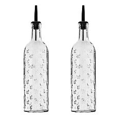 10 Strawberry Street Clear Ditsy Floral Glass Oil & Vinegar Bottles