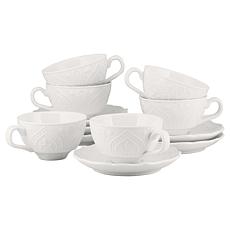 10 Strawberry Street Dahlia Cup and Saucer Set of 6