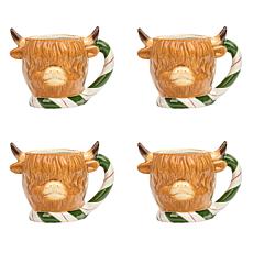 10 Strawberry Street Highland Christmas Cow Mug, Set of 4