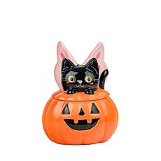10 Strawberry Street Kitty-fly Jack O' Lantern Canister