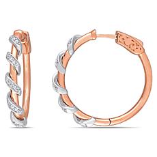 10K Two-Tone Gold .14ctw Diamond Twisted Hoop Earrings