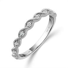 10K White Gold 1/20ctw Diamond Scalloped Band Anniversary Ring