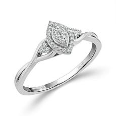10K White Gold 1/8ctw Diamond Marquise Center Twist Shoulders Ring