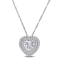 10K White Gold 2.50ctw Moissanite Heart Halo Necklace