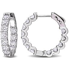 10K White Gold 2.92ctw Moissanite Round Inside-Outside Hoop Earrings