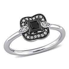 10K White Gold Black and White Diamond Bohemian Ring