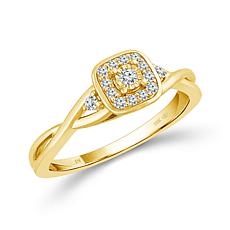 10K Yellow Gold 1/10ctw Diamond 15-Stone Engagement Ring