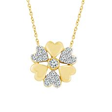 10K Yellow Gold 1/4ctw Diamond Hearts Chain Necklace