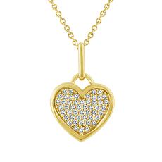 10K Yellow Gold 1/6ctw Pavé Diamond Heart Pendant with Chain