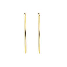 10K Yellow Gold 45x2mm Tube Hoop Earrings with Hinged Clasp