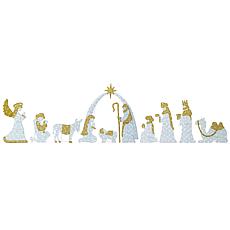 11-Piece Lighted 2D Iridescent Fabric Nativity Scene