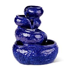 11.75"H 4-Tiered Cobalt Blue Ceramic Table Fountain