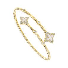 14K Gold Diamond and Mother-of-Pearl Flexible Wrap Bangle Bracelet