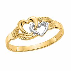 14K Gold Double Heart Cut-Out Ring