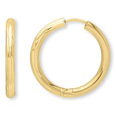 14K Gold Polished Round Hoop Earring  