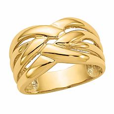 14K Gold Polished Woven Dome Ring