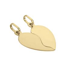 14K Gold Split Heart Pendant with Double Bail 