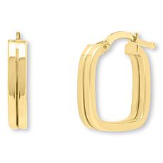 14K Polished Square Hoop Double Row Earrings