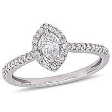 14K White Gold 0.49ctw Marquise Diamond Engagement Ring