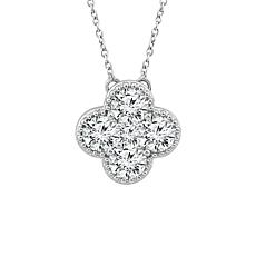 14K White Gold 1/2ctw Diamond Clover Drop Necklace