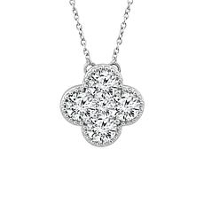 14K White Gold 1/2ctw Diamond Clover Drop Necklace