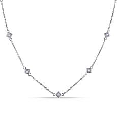 14K White Gold .42ctw Diamond Square Station Necklace