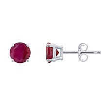 14K White Gold 5mm Round 4-Prong Basket Gemstone Stud Earrings