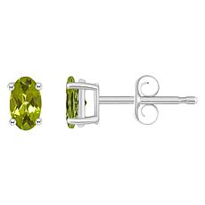 14K White Gold 5x3mm Oval-Cut Gemstone Stud Earrings