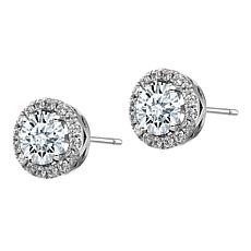 14K White Gold Round Halo Moissanite Earrings