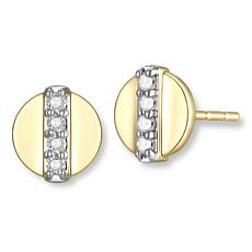 14K Yellow Gold 0.07ctw Disc Stud Earrings 