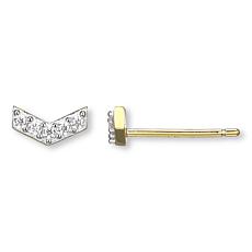 14K Yellow Gold 0.10ctw Diamond Chevron Stud Earrings