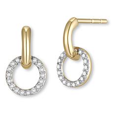 14K Yellow Gold 0.10ctw Diamond Open Circle Drop Earrings