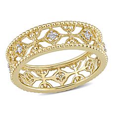 14K Yellow Gold 0.10ctw Diamond Openwork Lace Band Ring