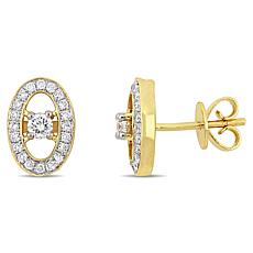 14K Yellow Gold 0.34ctw Diamond Open Oval Halo Stud Earrings