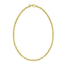 14K Yellow Gold 18" Oval Rolo Link Necklace Pear Lobster Clasp 
