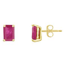 14K Yellow Gold 6x4mm Emerald-Cut Gemstone Stud Earrings