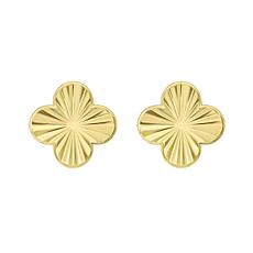 14K Yellow Gold Clover Stud Earring with Push Back Clasp