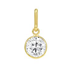 14K Yellow Gold Round Clear Cubic Zirconia Pendant
