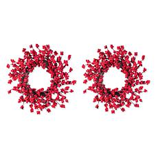 2-piece 14" Christmas Red Berries Wreaths