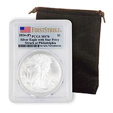 2024 MS70 PCGS First Strike Flag Label Silver Eagle with Star Privy