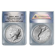 2024-P MS70 ANACS FDOI LE 143 Peace Silver Dollar Coin