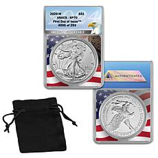 2024 SP70 ANACS First Day of Issue LE 293 Satin-Finish Silver Eagle