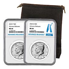 2025 MS66 P- & D-Mint NGC Advance Release John F. Kennedy Half Dollars