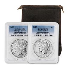 2025 MS70 PCGS Advanced Release Morgan and Peace Silver Dollar Set